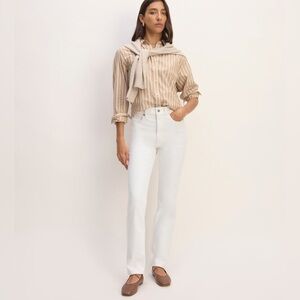 🤍 Everlane Authentic Stretch Mid-Rise Straight Ankle Jeans – Ecru, Size 29